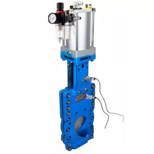 Gate valves DNOVA GVKRT3431N-2W-Fb-2P interflanged, body - carbon steel WCB, gate - stainless steel 304, sealing - NBR, with pneumatic actuator, pneumatic valve 4V210-08 24V, induction sensors LJ12A3-4-J/EZ and ATU AFC2000