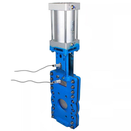 Gate valves DNOVA GVKRT3431N-2W-Fb-2P interflanged, body - carbon steel WCB, gate - stainless steel 304, sealing - NBR, with pneumatic actuator and induction sensors LJ12A3-4-J/EZ 220V