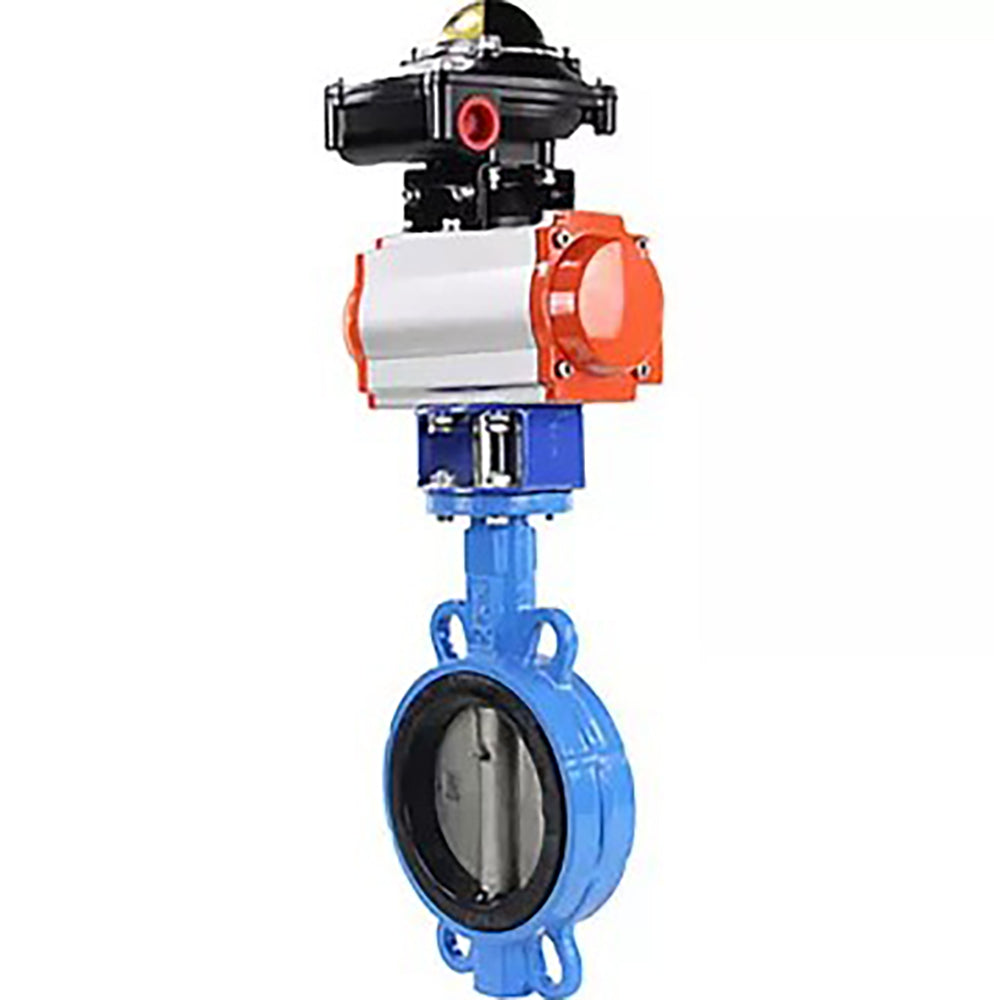 Water Butterfly Valve DNOVA WBV1632E-2W-Fb-H, body material - cast iron QT450, disk material - stainless steel AISI 316L, seal - EPDM, pneumatic actuator PA-SA with return springs, , LSU APL-510N EX