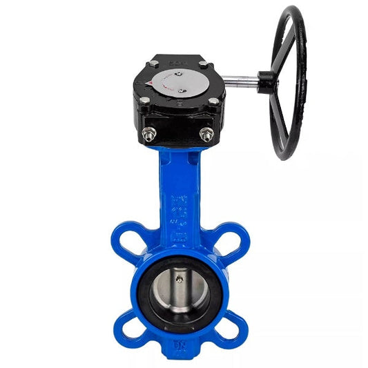 Válvula de mariposa de agua DNOVA WBV1632E-2W-Fb-H, material del cuerpo: fundición QT450, material del disco: acero inoxidable AISI 316L, junta: EPDM, caja de engranajes: RDN RQN