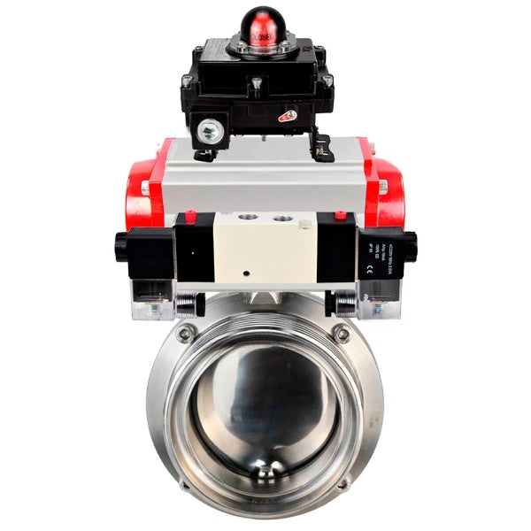 Water Butterfly valves DNOVA WBV3131S-2W-T-H, body material - stainless steel AISI 304, seal - Silicon, with pneumatic actuator PA-SA, pneumatic distributor 4V320-10 220V, LSU APL-410N EX