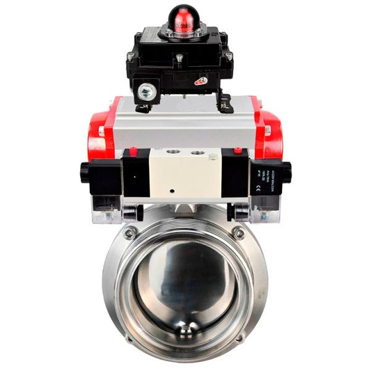 Water Butterfly valves DNOVA WBV3131S-2W-T-H, body material - stainless steel AISI 304, seal - Silicon, with pneumatic actuator PA-SA, pneumatic distributor 4V320-10 220V, LSU APL-410N EX