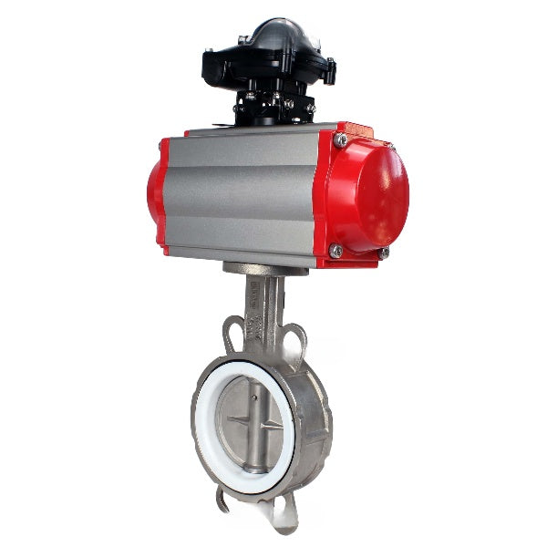 Water Butterfly Valve DNOVA WBV3131P-2W-Fb-H, body material - Stainless steel AISI 304, disk material - Stainless steel AISI 304, seal - PTFE, pneumatic actuator PA-DA double action, LSU APL-410N EX