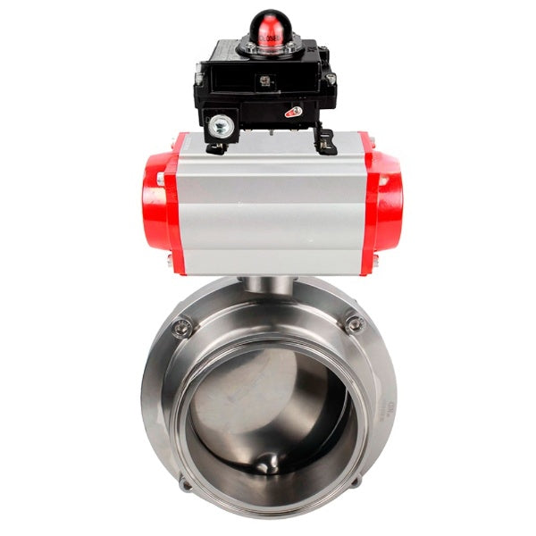 Water Butterfly valves DNOVA WBV3131S-2W-C-H, body material - stainless steel AISI 304, seal - Silicon, with pneumatic actuator PA-DA-052 double action, LSU APL-410N EX