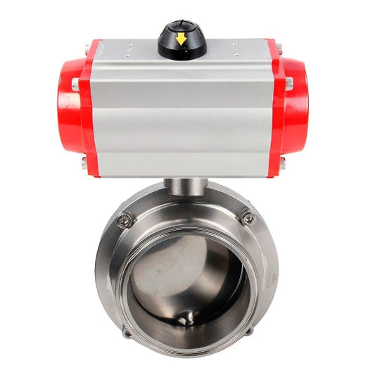 Válvulas de mariposa de agua DNOVA WBV3131E-2W-CH, material del cuerpo - acero inoxidable AISI 304, junta - EPDM, con actuador neumático PA-DA-052 doble acción