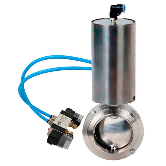 Válvulas de mariposa de agua DNOVA WBV3131S-2W-WH, material del cuerpo - acero inoxidable AISI 304, sello - Silicona, con actuador neumático PA-SA-85, distribuidor neumático 4V320-08 220V