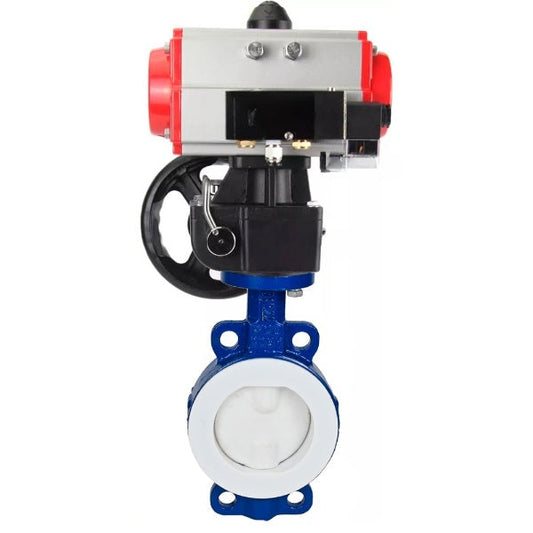 Water Butterfly Valve DNOVA WBV3434Pf-2W-Fb-H, body material - Carbon steel, disk material - Carbon steel, seal - PTFE, pneumatic actuator PA-DA double action,4M310-08 NAMUR 220V handwheel MON,