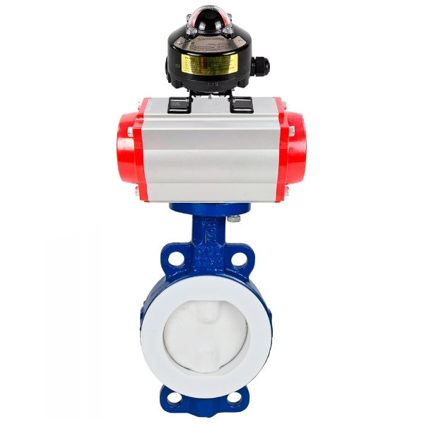 Water Butterfly Valve DNOVA WBV3434Pf-2W-Fb-H, body material - Carbon steel, disk material - Carbon steel, seal - PTFE, pneumatic actuator PA-DA double action, LSU APL-510N EX
