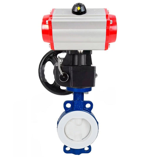 Water Butterfly Valve DNOVA WBV3434Pf-2W-Fb-H, body material - Carbon steel, disk material - Carbon steel, seal - PTFE, pneumatic actuator PA-DA double action handwheel MON,