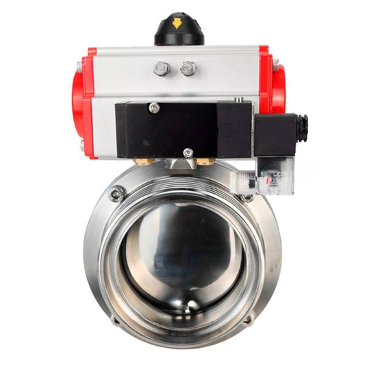 صمامات فراشة المياه DNOVA WBV3131S-2W-TH، مادة الهيكل - الفولاذ المقاوم للصدأ AISI 304، الختم - السيليكون، مع مشغل هوائي PA-DA-052 مزدوج الفعل، 4M310-08 24 فولت