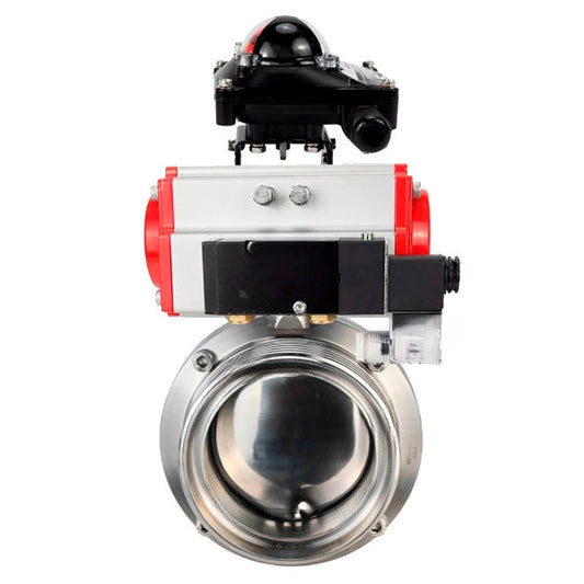 صمامات فراشة المياه DNOVA WBV3131S-2W-TH، مادة الهيكل - الفولاذ المقاوم للصدأ AISI 304، الختم - السيليكون، مع مشغل هوائي PA-DA-052 مزدوج الفعل، 4M310-08 220 فولت، LSU APL-210N
