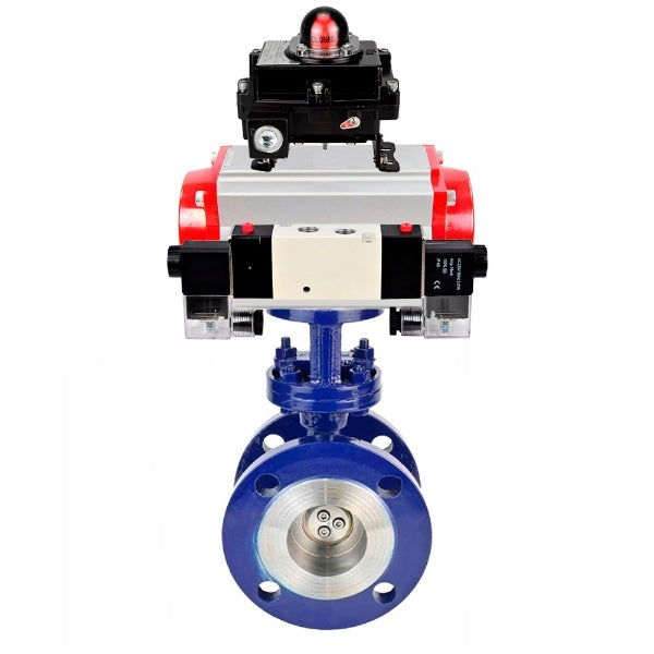 Water Butterfly Valve DNOVA WBV3EX-3432M-1W-F-ISO, body material - Carbon steel, disk material - Stainless steel AISI 316, seal - Metal, pneumatic actuator PA-SA with return springs, 4V320-10 220V, LSU APL-410N EX
