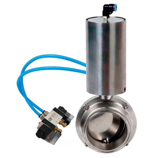 Válvulas de mariposa de agua DNOVA WBV3131S-2W-CH, material del cuerpo - acero inoxidable AISI 304, junta - Silicona, con actuador neumático PA-SA-85, distribuidor neumático 4V320-10 220V
