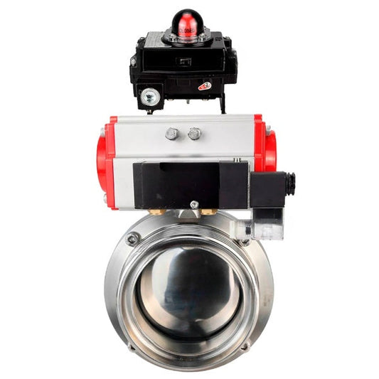 صمامات فراشة المياه DNOVA WBV3131S-2W-TH، مادة الهيكل - الفولاذ المقاوم للصدأ AISI 304، الختم - السيليكون، مع مشغل هوائي PA-DA-052 مزدوج الفعل، 4M310-08 220 فولت، LSU APL-410N EX