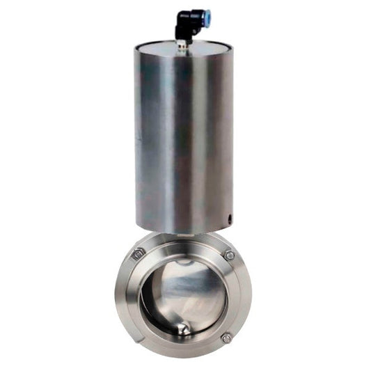 Válvulas de mariposa de agua DNOVA WBV3131S-2W-WH, material del cuerpo - acero inoxidable AISI 304, sello - Silicona, con actuador neumático PA-SA-85