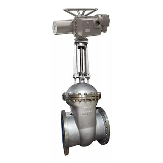 Wedge gate valves 30nzh941nzh DNOVA GVWR2434M-2W-F flanged, body - stainless steel 12X18H9TL, seal - metal, with OST flanges round stem with OST flanges round stem control - electric drive DNOVA MT-N-EM-O2-220 -U1