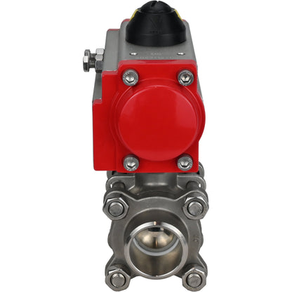 Stainless steel ball valve DNOVA kshpp-316200-da, body material - stainless steel AISI 316, ball material - stainless steel AISI 316, seal - PTFE, pneumatic actuator operated