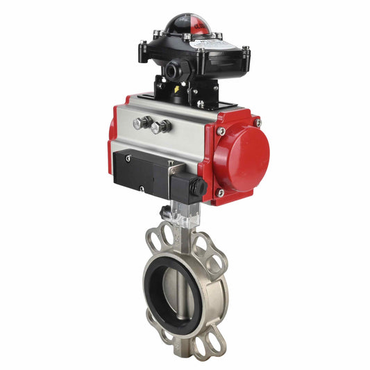 Water Butterfly Valve DNOVA 316l-316l-epdm-da-4m310-110/220-apl210n, body material - stainless steel AISI 316L, disk material - stainless steel AISI 316L, seal - EPDM, pneumatic actuator operated