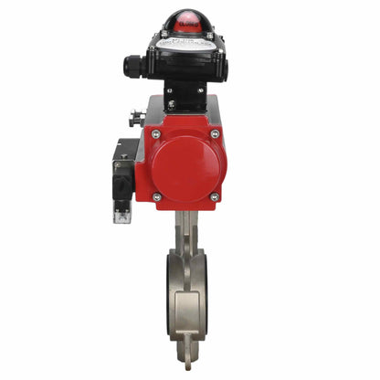 Water Butterfly Valve DNOVA 316l-316l-epdm-da-4m310-110/220-apl210n, body material - stainless steel AISI 316L, disk material - stainless steel AISI 316L, seal - EPDM, pneumatic actuator operated