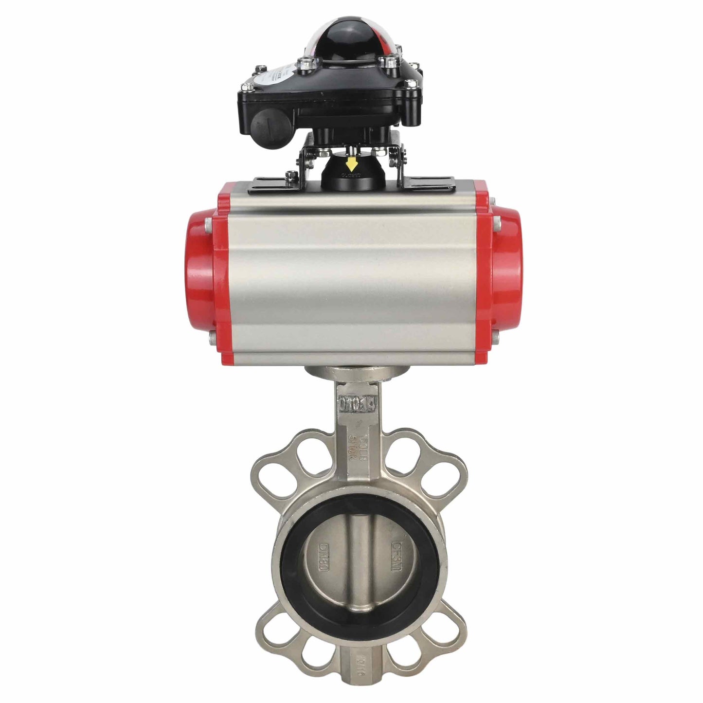 Water Butterfly Valve DNOVA 316l-316l-epdm-da-4m310-110/220-apl210n, body material - stainless steel AISI 316L, disk material - stainless steel AISI 316L, seal - EPDM, pneumatic actuator operated