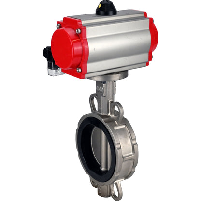 Water Butterfly Valve DNOVA 316l-epdm-da-4m310-24v, body material - stainless steel AISI 316L, disk material - stainless steel AISI 316L, seal - EPDM, pneumatic actuator operated