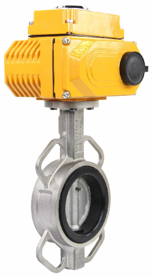 Water Butterfly Valve DNOVA 316L-316L-PTFE body material - stainless steel aisi 316l, disk material - stainless steel aisi 316l, seal - PTFE with electric actuator DNOVA 220V, feedback sensor and input control signal 0-10V