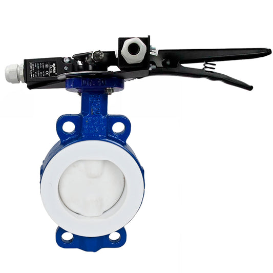 Válvula de mariposa de agua DNOVA WBV3434Pf-2W-Fb-H, material del cuerpo: acero al carbono, material del disco: acero al carbono, sello: PTFE, manija, LSU LS-103