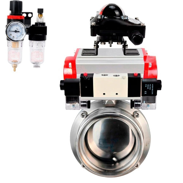 Water Butterfly valves DNOVA WBV3131S-2W-T-H, body material - stainless steel AISI 304, seal - Silicon, with pneumatic actuator PA-DA-052 double action, 4V320-10 220V, LSU APL-210N, ATU AFC2000