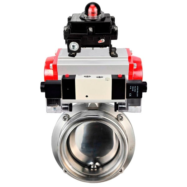 Water Butterfly valves DNOVA WBV3131S-2W-T-H, body material - stainless steel AISI 304, seal - Silicon, with pneumatic actuator PA-DA-052 double action, 4V320-10 220V, LSU APL-410N EX