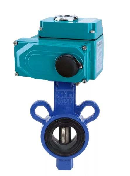 Válvula de mariposa de agua DNOVA WBV0232E-2W-Fb-H, material del cuerpo: aleación de aluminio, material del disco: acero inoxidable AISI 316L, sello: EPDM, actuador eléctrico QT-N-EM-O1-220VAC-U1 HARK