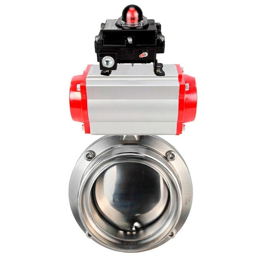 صمامات فراشة المياه DNOVA WBV3131S-2W-TH، مادة الهيكل - الفولاذ المقاوم للصدأ AISI 304، الختم - السيليكون، مع مشغل هوائي PA-DA-052 مزدوج الحركة، LSU APL-410N EX