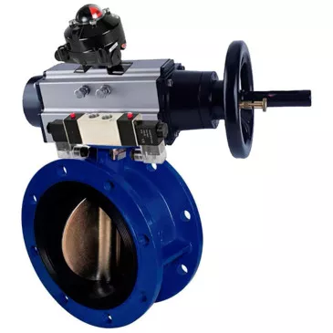Water Butterfly Valve DNOVA WBV1331E-2W-F-H, flanged, body - cast iron GGG40, disc - stainless steel 304, seal - EPDM, with pneumatic actuator PA-DA-105-1, with pneumatic distributor 4V320-10 220V, BKV APL-410N Ex
