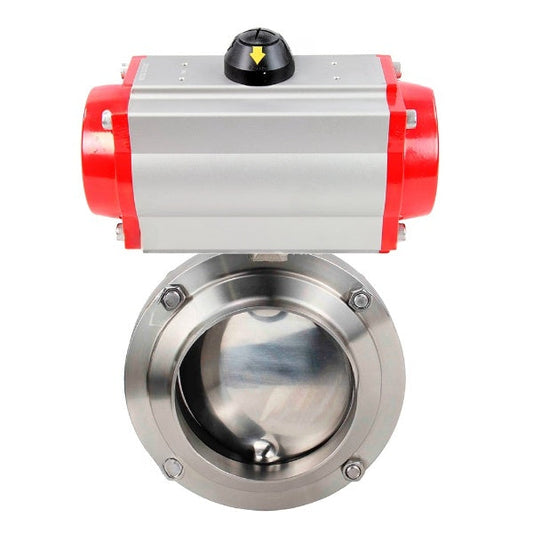 Válvulas de mariposa de agua DNOVA WBV3131E-2W-WH, material del cuerpo - acero inoxidable AISI 304, junta - EPDM, con actuador neumático PA-DA-052 doble acción