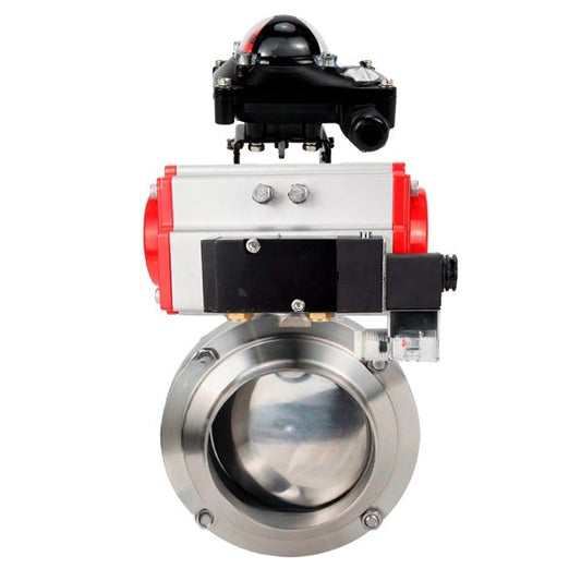 Water Butterfly valves DNOVA WBV3131E-2W-W-H, body material - stainless steel AISI 304, seal - EPDM, with pneumatic actuator PA-DA-052 double action, 4M310-08 220V, LSU APL-210N
