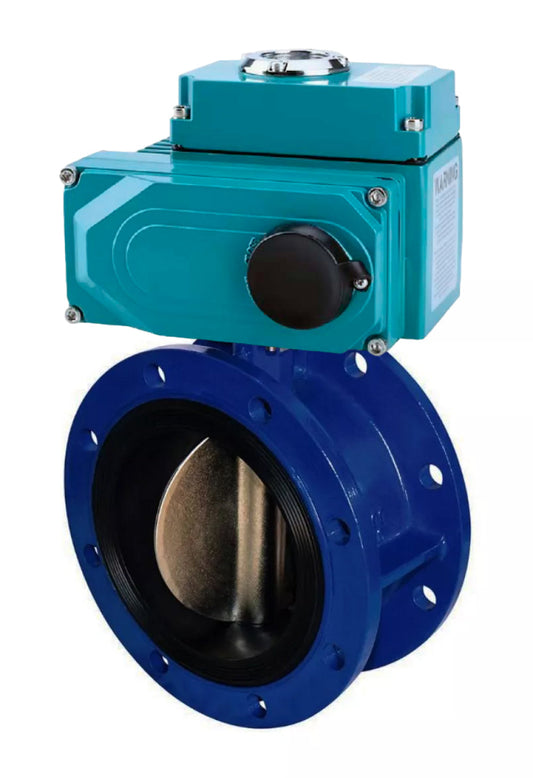 Válvula de mariposa de agua DNOVA WBV1331E-2W-FH, material del cuerpo: hierro fundido GGG40/EN-GJS-400-15, material del disco: acero inoxidable AISI 304, junta: EPDM, actuador eléctrico QT-N-020EM-O1-24VDC-U1 HARK