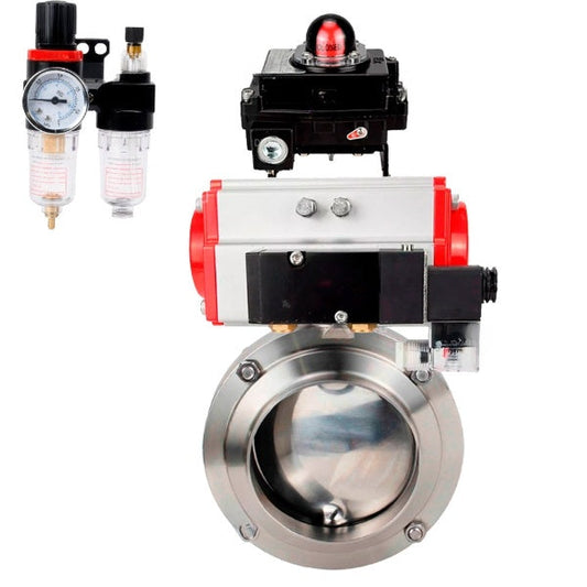 Water Butterfly valves DNOVA WBV3131E-2W-W-H, body material - stainless steel AISI 304, seal - EPDM, with pneumatic actuator PA-DA-052 double action, 4M310-08 220V, LSU APL-410N EX, ATU AFC2000