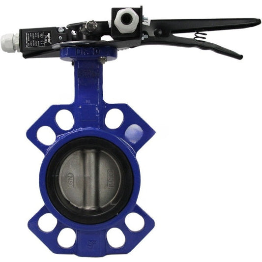 Válvula de mariposa de agua DNOVA WBV1632E-2W-Fb-H, material del cuerpo: hierro fundido QT450, material del disco: acero inoxidable AISI 316L, sello: EPDM, manija, LSU LS-103