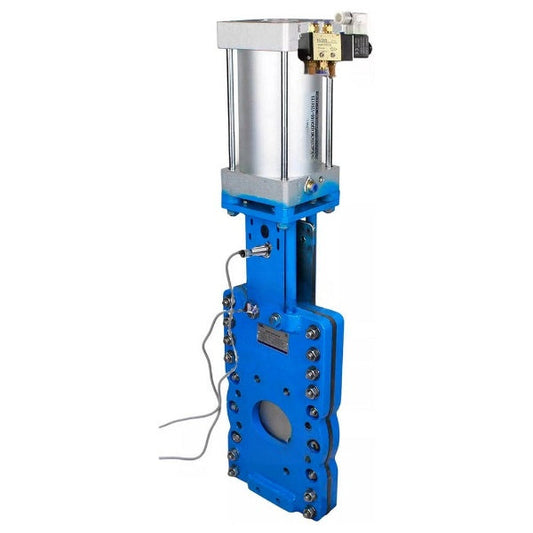 Gate valves DNOVA GVKRT3431N-2W-Fb-2P interflanged, body - carbon steel WCB, gate - stainless steel 304, sealing - NBR, with pneumatic actuator, pneumatic valve 4V210-08 24V and induction sensors LJ12A3-4-J/EZ