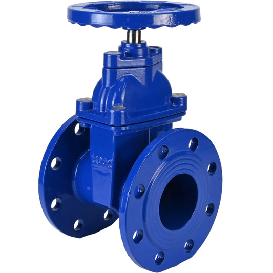Wedge gate valve DNOVA GVWN1414E-2W-F-S, body material - cast iron GGG50, wedge material - cast iron + EPDM, seal - EPDM, handwheel, color - blue