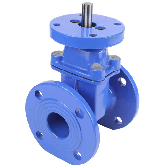 Wedge gate valve DNOVA GVWN1414E-2W-F with ISO flange, body material - cast iron GGG50, wedge material - cast iron + EPDM, seal - EPDM, stem only, color - blue