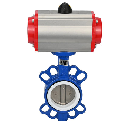 Water Butterfly Valve DNOVA st-316l-ptfe-da-4m310-110/220, body material - carbon steel WCB, disk material - stainless steel AISI 316L, seal - PTFE, pneumatic actuator operated