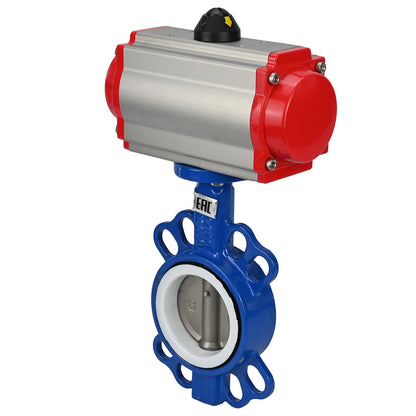 Water Butterfly Valve DNOVA st-316l-ptfe-da-4m310-110/220, body material - carbon steel WCB, disk material - stainless steel AISI 316L, seal - PTFE, pneumatic actuator operated