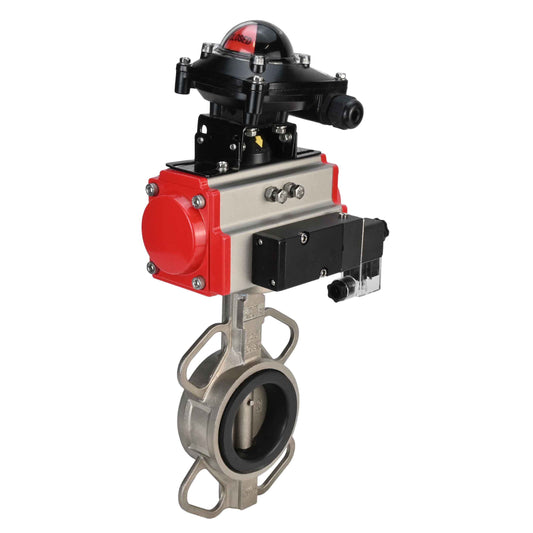 Water Butterfly Valve DNOVA 316l-viton-da-4m310-110/220v-apl210n, body material - stainless steel AISI 316L, disk material - stainless steel AISI 316L, seal - VITON, pneumatic actuator operated