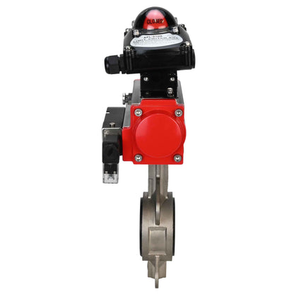 Water Butterfly Valve DNOVA 316l-viton-sa-4m310-24v-apl210n, body material - stainless steel AISI 316L, disk material - stainless steel AISI 316L, seal - VITON, pneumatic actuator operated