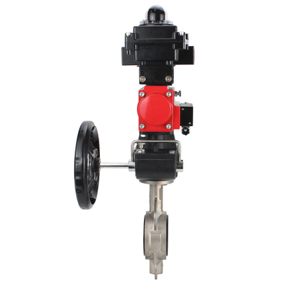 Water butterfly valve DNOVA 316L-316L-VITON body material - stainless steel aisi 316l, disk material - stainless steel AISI 316L, seal - Viton with pneumatic actuator DNOVA DA, pneumatic distributor 4M310-08 220V, limit switch block APL-410N EX