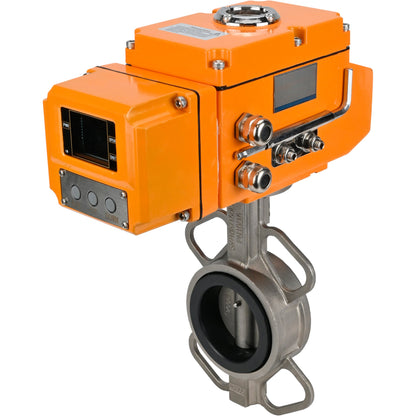 Water Butterfly Valve DNOVA 316L-316L-VITON body material - stainless steel aisi 316l, disk material - stainless steel aisi 316l, seal - Viton with electric actuator DNOVA 220V, feedback sensor and input control signal 0-10V