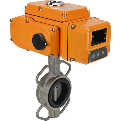 Water Butterfly Valve DNOVA 316L-316L-VITON body material - stainless steel aisi 316l, disk material - stainless steel aisi 316l, seal - Viton with electric actuator DNOVA 220V, feedback sensor and input control signal 0-10V