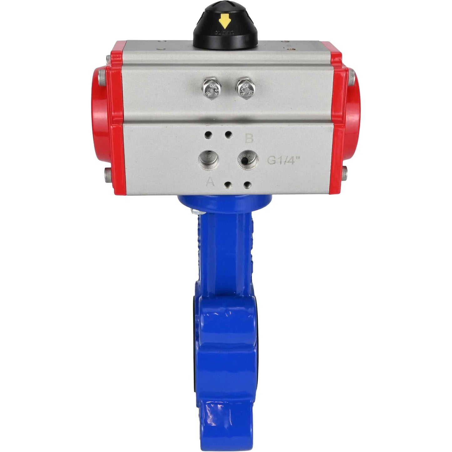 Válvula de mariposa de agua DNOVA WBV1631E-2W-Fb-H, material del cuerpo: fundición gris QT450, material del disco: acero inoxidable AISI 304, junta: EPDM, actuador neumático PA-SA con resortes de retorno.