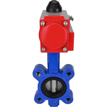 Válvula de mariposa de agua DNOVA WBV1631E-2W-Fb-H, material del cuerpo - fundición gris QT450, material del disco - acero inoxidable AISI 304, junta - EPDM, con actuador neumático de doble acción PA-DA