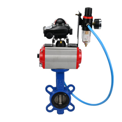 Water Butterfly Valve DNOVA WBV1413E-2W-Fb-H, body material - cast iron GGG50, disk material - cast iron GGG40, seal - EPDM, with pneumatic actuator with return springs PA-SA, 4V320-10 220V, LSU APL-210N, ATU AFC2000